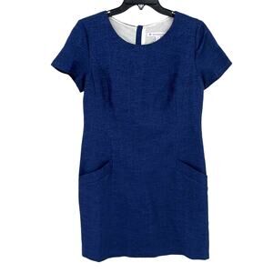 Southern Tide Paislee Tweed Navy Blue Sheath Dress Womens Size 8 Exposed Zipper